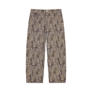 STILL. Leopard Wide Leg Jeans — vintage wash leopard print cotton denim