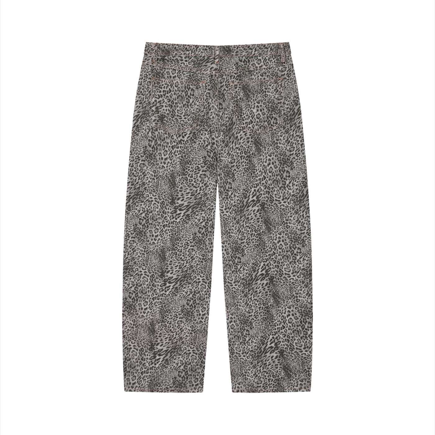 STILL. Leopard Wide Leg Jeans — vintage wash leopard print cotton denim