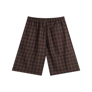STILL. Plaid Wide Leg Shorts — lightweight plaid shorts with elastic waist