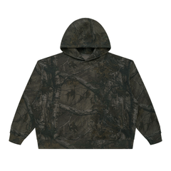 STILL. Unisex Waffle Tree Camo Boxy Hoodie in Grey Tree Camo