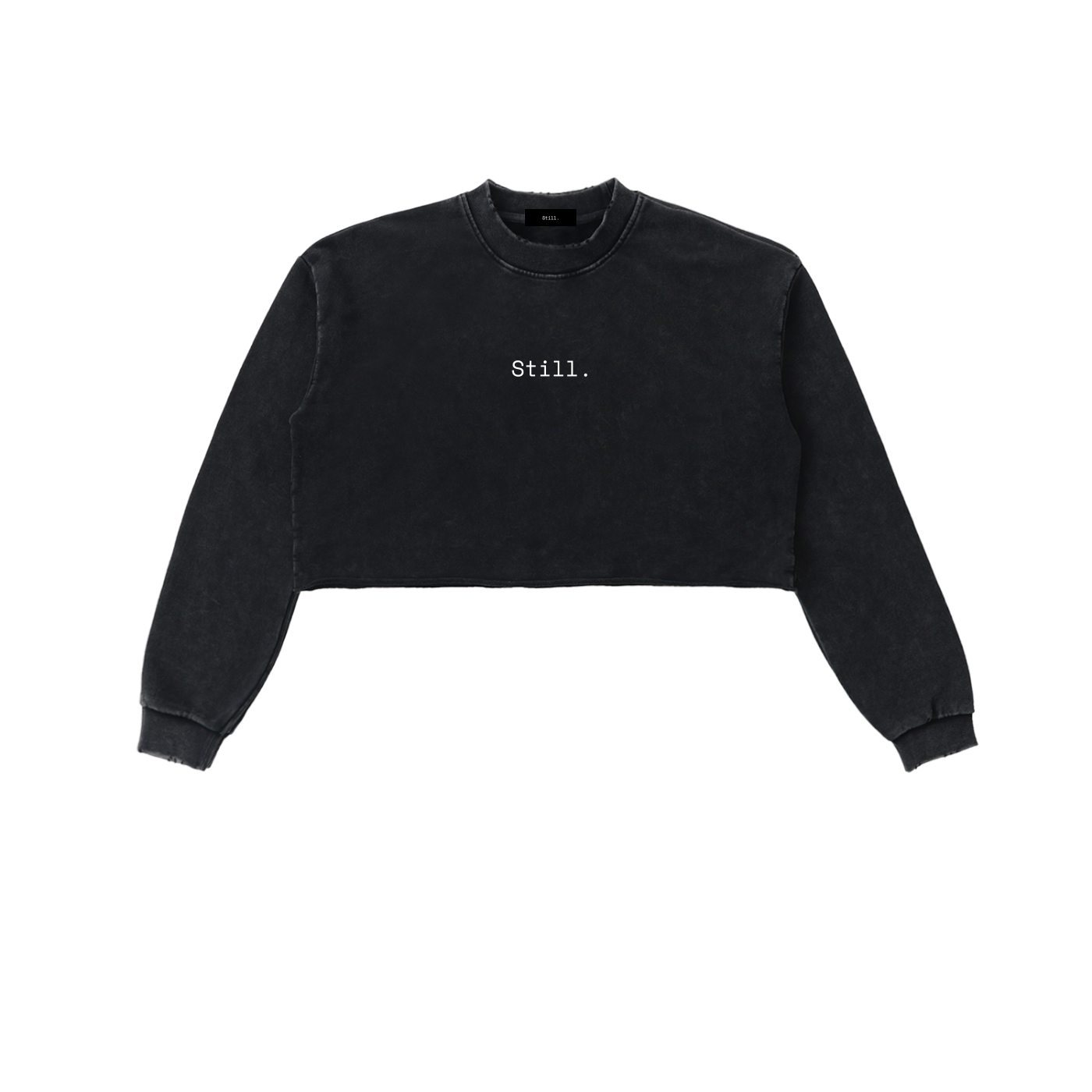 Snow Washed Raw Edge Cropped Sweatshirt image 0