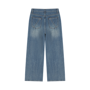 STILL. Women's Vintage Wash Wide Leg Jeans — lightweight blue denim