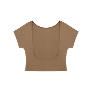 STILL. Women's Open Back Top — cropped stretch-cotton open back top