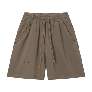 STILL. Vintage Wash Raw Edge Shorts — garment-washed cotton shorts with raw edge hems