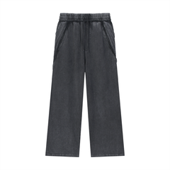 STILL. Vintage Washed Tape Raw Edge Sweatpants in Black