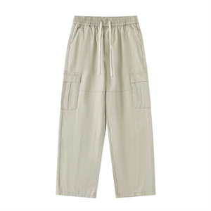 Still. Drawstring Waist Straight Leg Cargo Pants