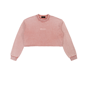 Snow Washed Raw Edge Cropped Sweatshirt image 5