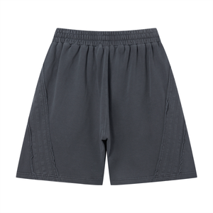 STILL. Vintage Wash Raw Edge Shorts — garment-washed cotton shorts with raw edge hems