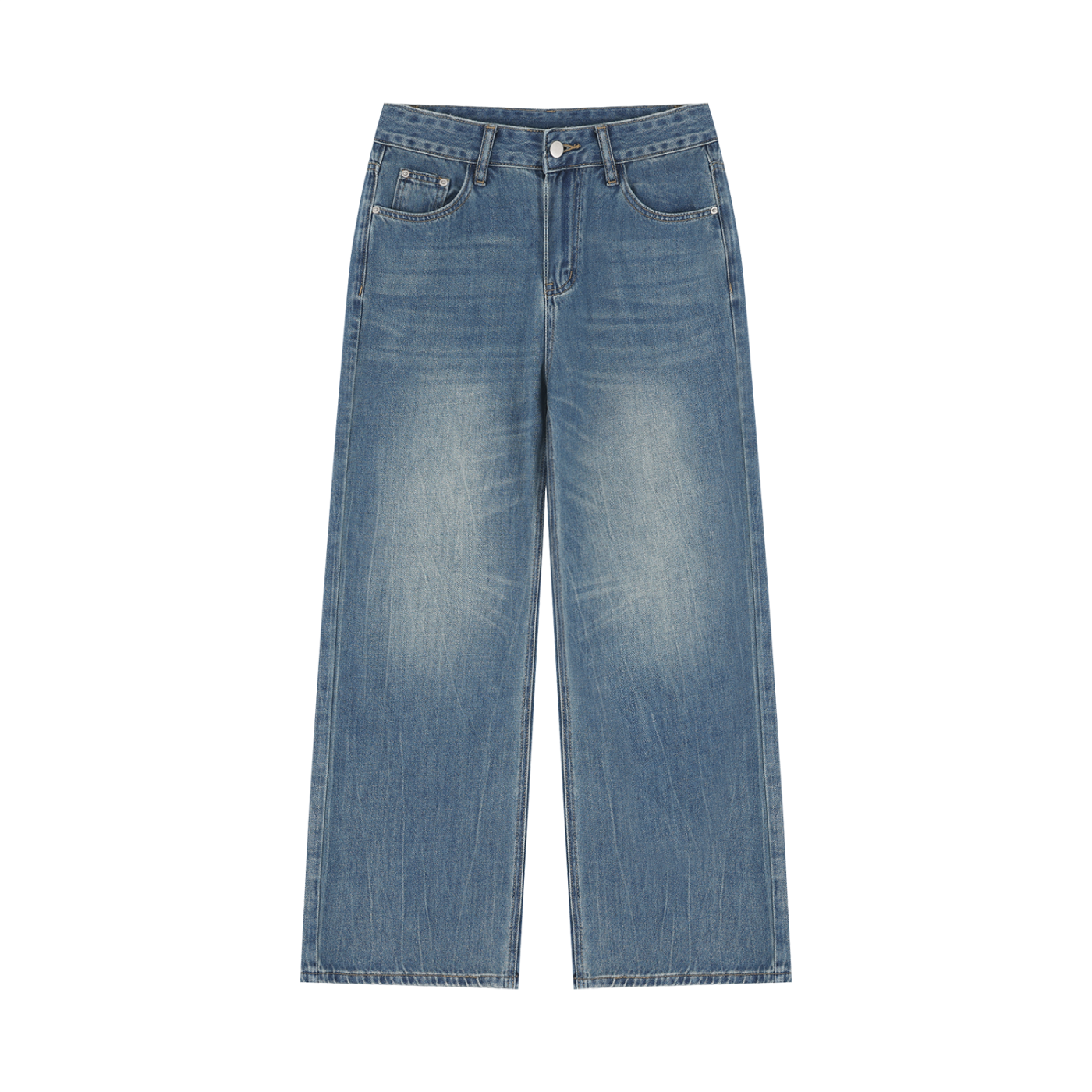 STILL. Women's Vintage Wash Wide Leg Jeans — lightweight blue denim