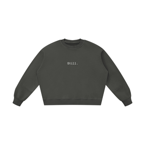 STILL. Boxy Vintage Wash Sweatshirt — garment-washed cotton crewneck