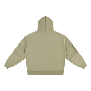 STILL. Heavyweight Ruched Sleeve Hoodie — 420 gsm fleece hoodie