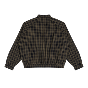 STILL. Plaid Zip Track Jacket — lightweight plaid track jacket with full zip