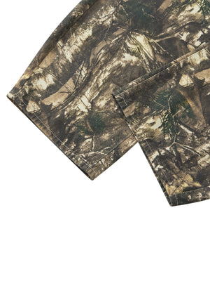 STILL. Men's Tree Camo Barrel Leg Pants, detail view