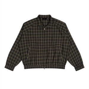 STILL. Plaid Zip Track Jacket — lightweight plaid track jacket with full zip