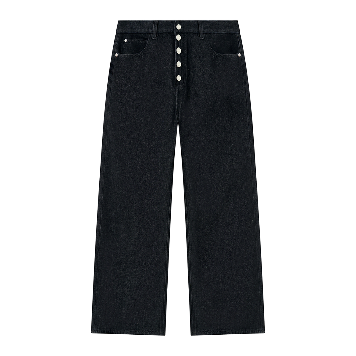 STILL. Men's Button Fly Wide Leg Jeans in Black