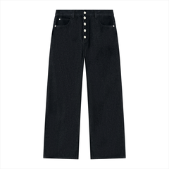 STILL. Men's Button Fly Wide Leg Jeans in Black