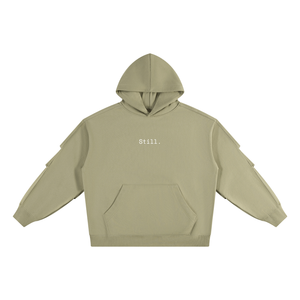 STILL. Heavyweight Ruched Sleeve Hoodie — 420 gsm fleece hoodie