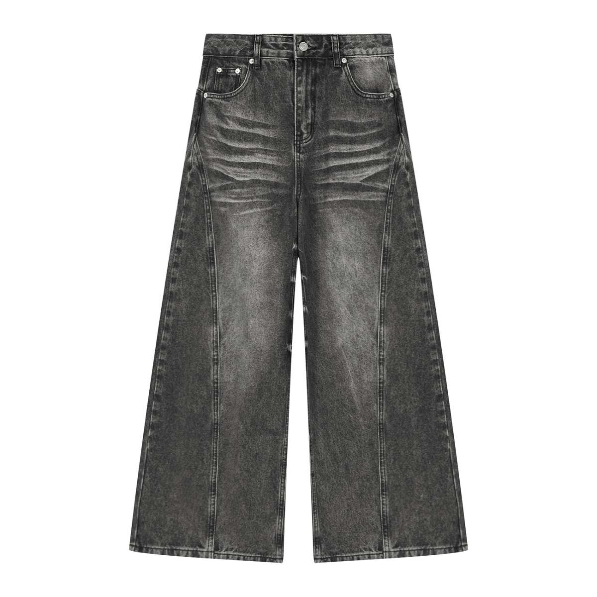 STILL. Women's Panelled Wide Leg Jeans in Black
