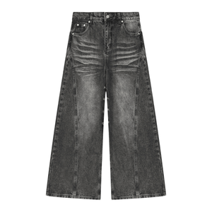 STILL. Women's Panelled Wide Leg Jeans in Black