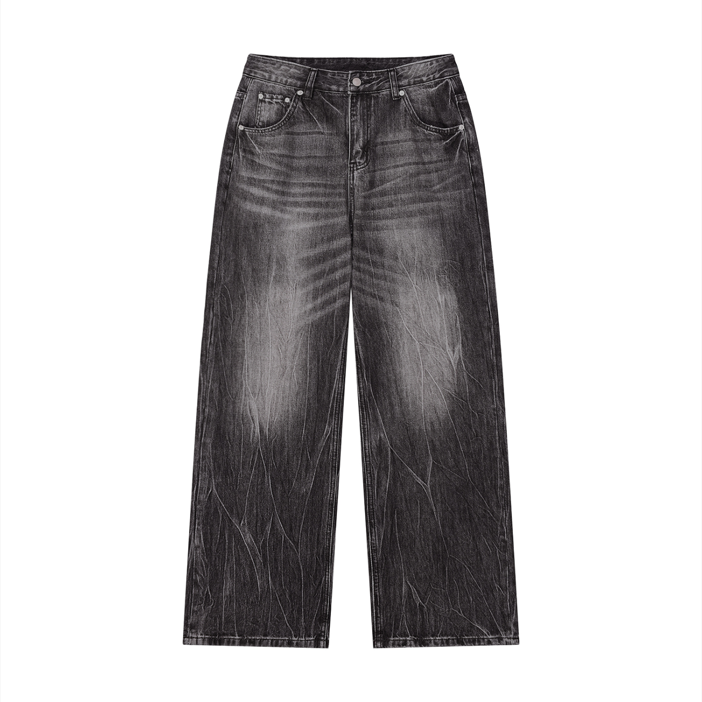 STILL. Men's Vintage Wash Wide Leg Jeans — heavyweight washed denim