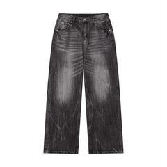 STILL. Men's Vintage Wash Wide Leg Jeans — heavyweight washed denim
