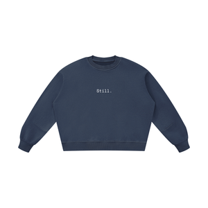 STILL. Boxy Vintage Wash Sweatshirt — garment-washed cotton crewneck
