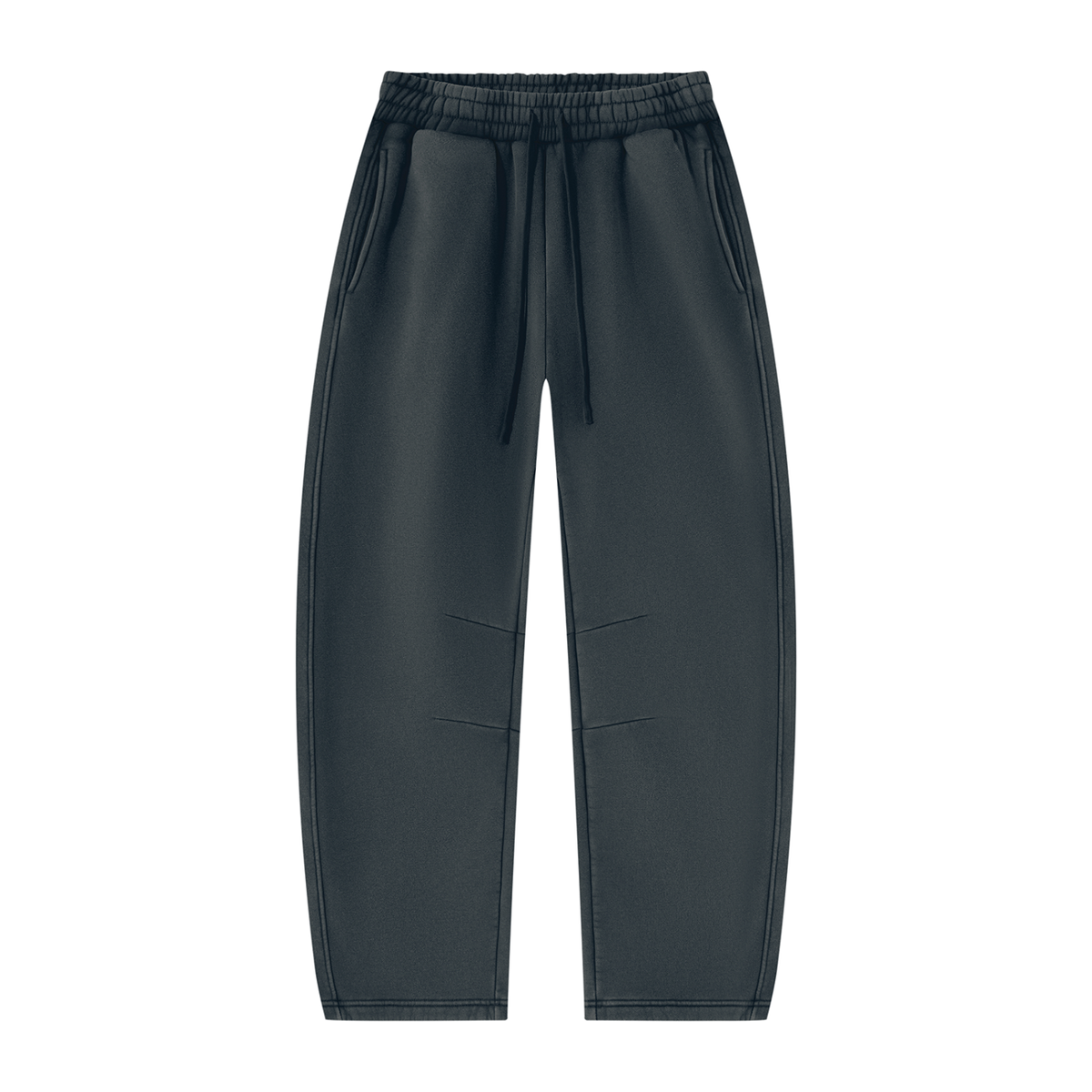 STILL. Unisex Vintage Wash Barrel Leg Fleece Sweatpants in Navy Blue