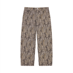 STILL. Leopard Wide Leg Jeans — vintage wash leopard print cotton denim