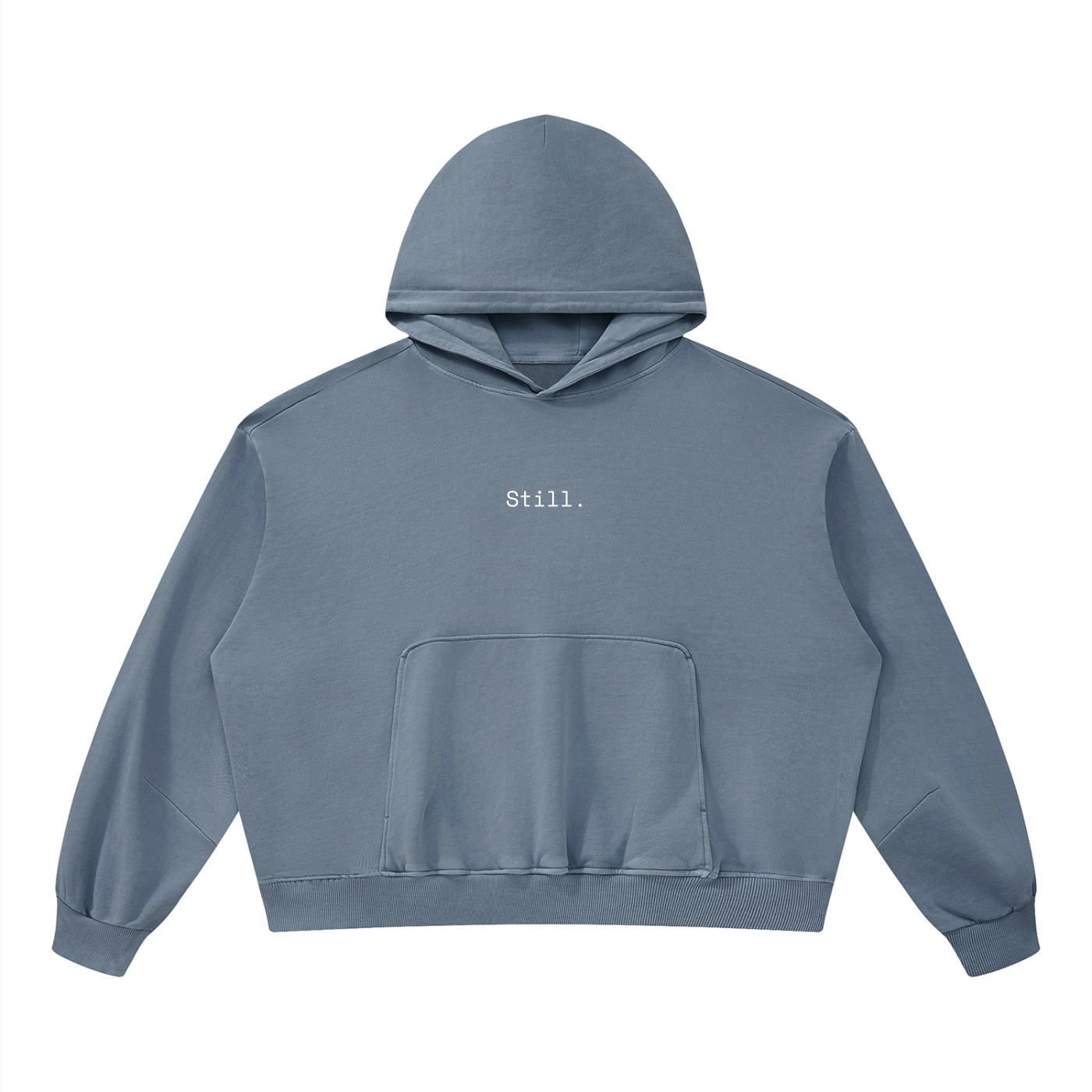 STILL. Boxy Vintage Wash Hoodie — garment-washed cotton hoodie