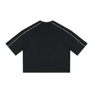 STILL. Heavyweight Boxy Piping T-Shirt — boxy heavyweight cotton tee with tonal piping