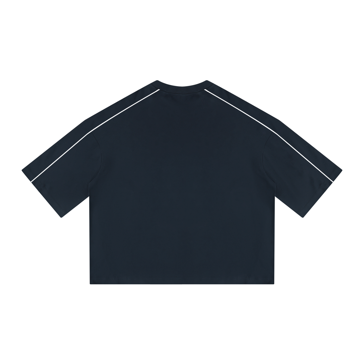 STILL. Heavyweight Boxy Piping T-Shirt — boxy heavyweight cotton tee with tonal piping