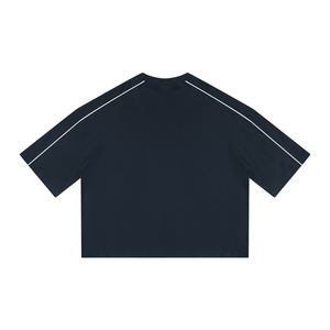 STILL. Heavyweight Boxy Piping T-Shirt — boxy heavyweight cotton tee with tonal piping