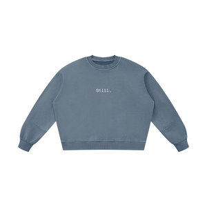 STILL. Boxy Vintage Wash Sweatshirt — garment-washed cotton crewneck
