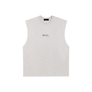 STILL. Raw Edge Cotton Tank Top — longline cotton tank with frayed raw edges