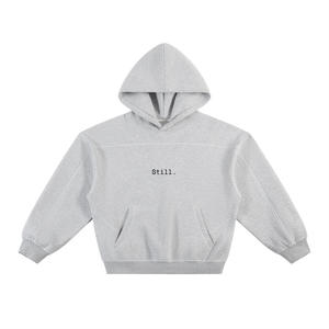 Contrast-Stitched Boxy Fleece Hoodie image 7