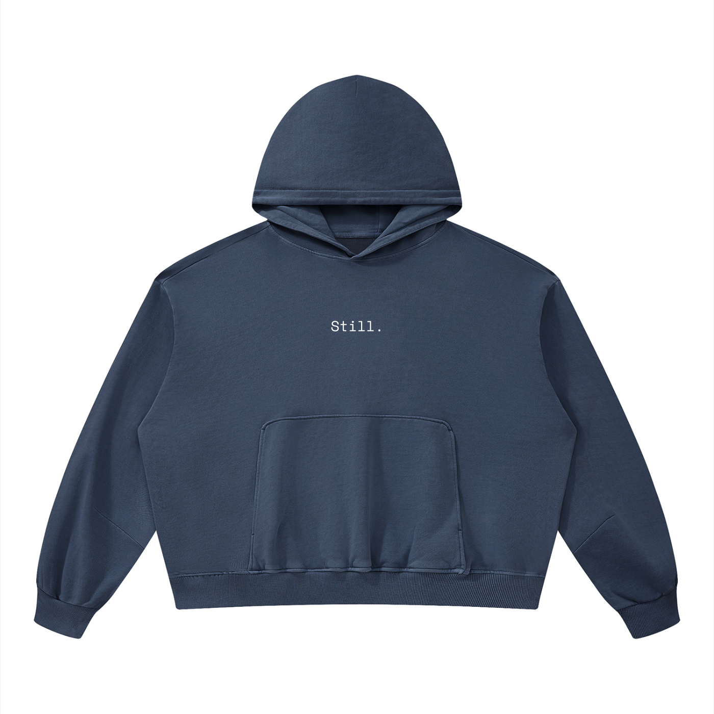 STILL. Boxy Vintage Wash Hoodie — garment-washed cotton hoodie