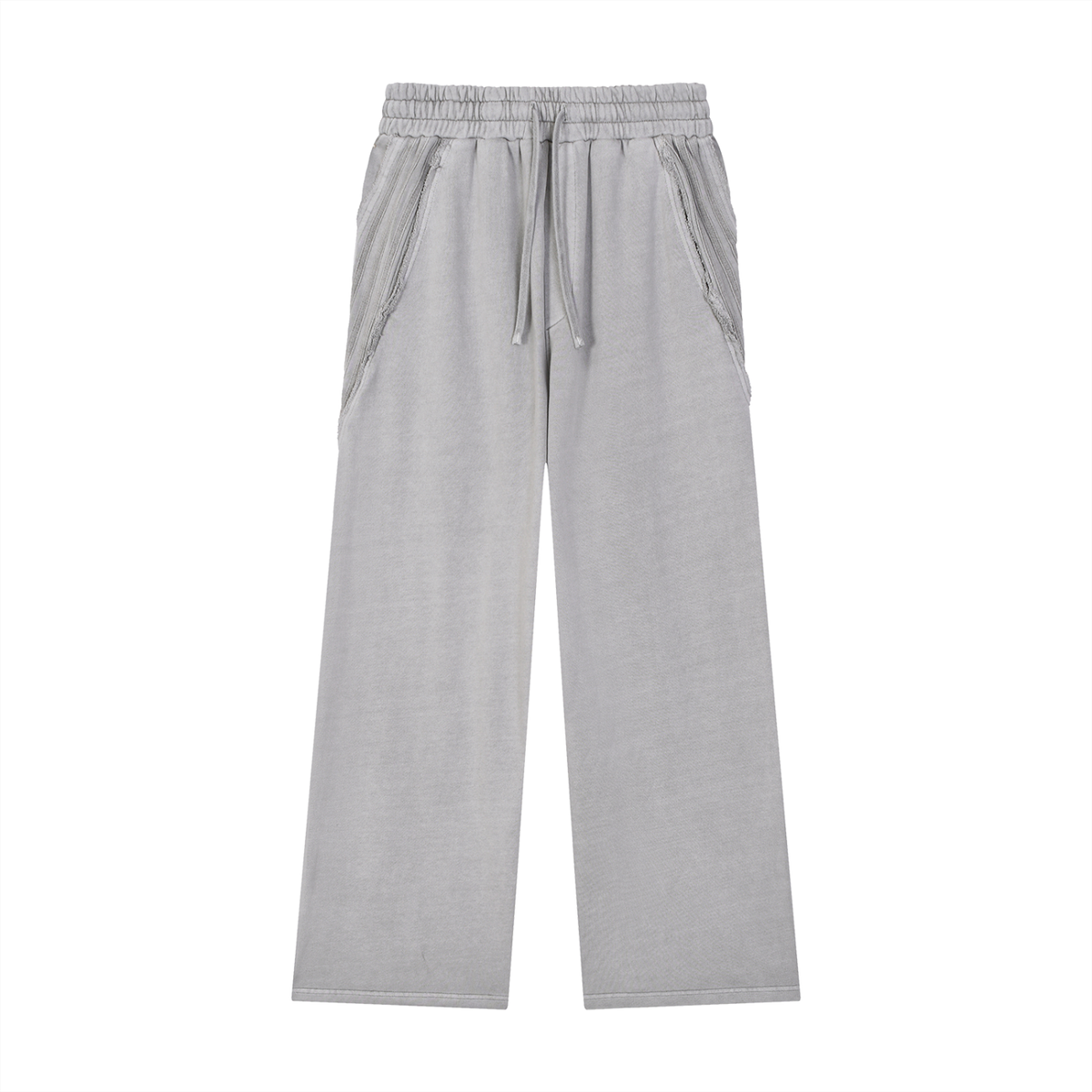STILL. Vintage Washed Tape Raw Edge Sweatpants in Light Grey