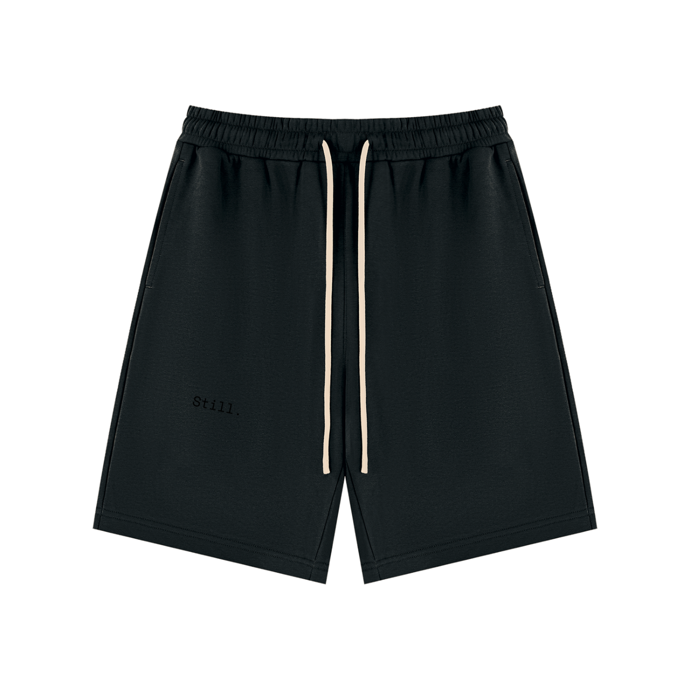 STILL. Drawstring Shorts — relaxed cotton-blend shorts with drawstring elastic waist