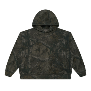 STILL. Unisex Waffle Tree Camo Boxy Hoodie in Grey Tree Camo