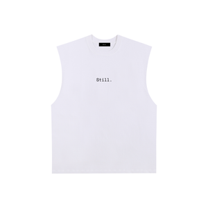 STILL. Raw Edge Cotton Tank Top — longline cotton tank with frayed raw edges