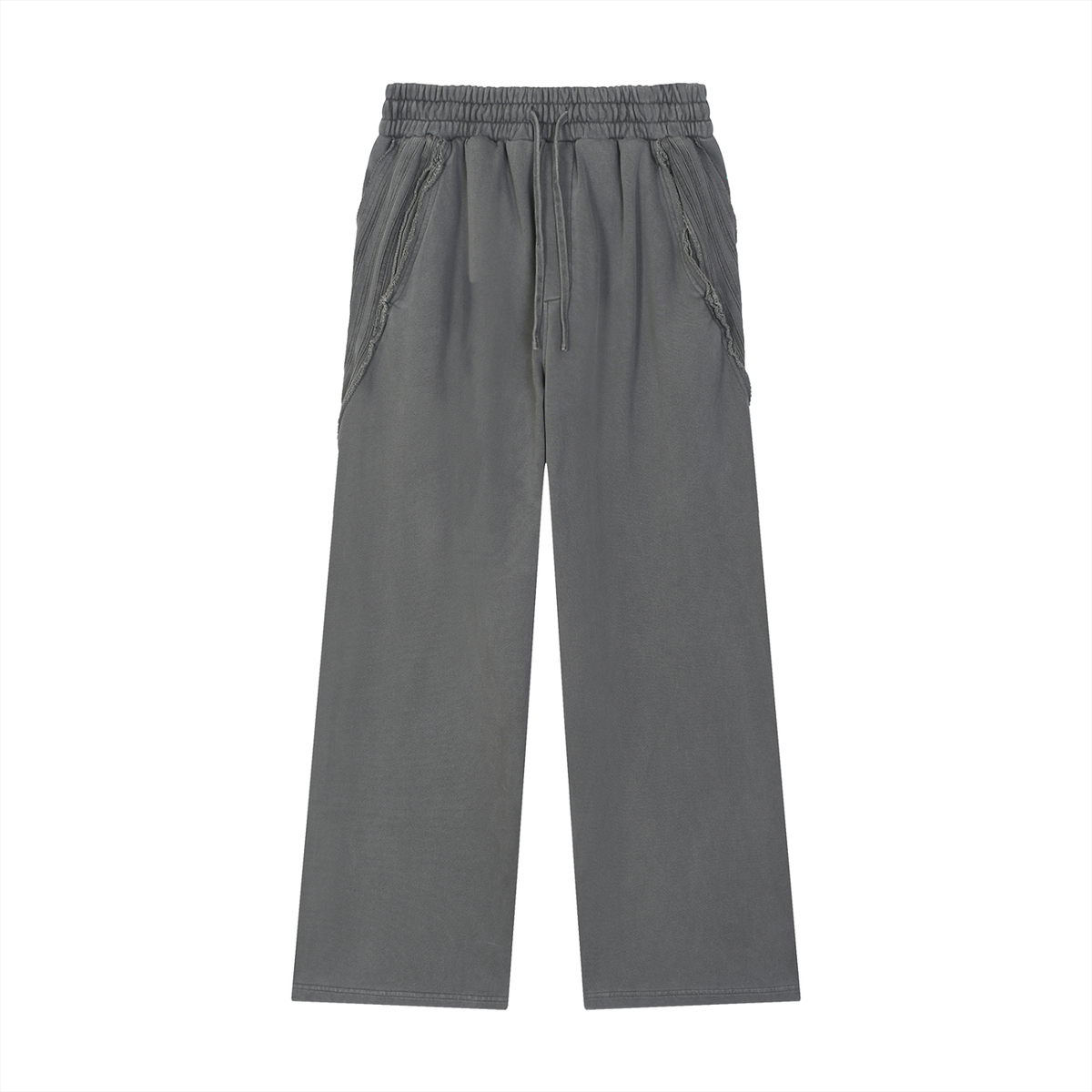 STILL. Vintage Washed Tape Raw Edge Sweatpants in Dark Grey