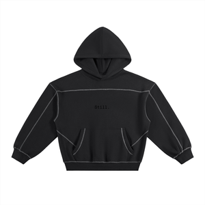 Contrast-Stitched Boxy Fleece Hoodie image 1