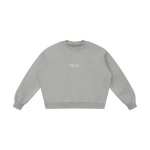 STILL. Boxy Vintage Wash Sweatshirt — garment-washed cotton crewneck