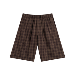 STILL. Plaid Wide Leg Shorts — lightweight plaid shorts with elastic waist