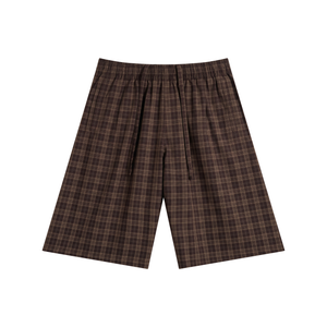 STILL. Plaid Wide Leg Shorts — lightweight plaid shorts with elastic waist