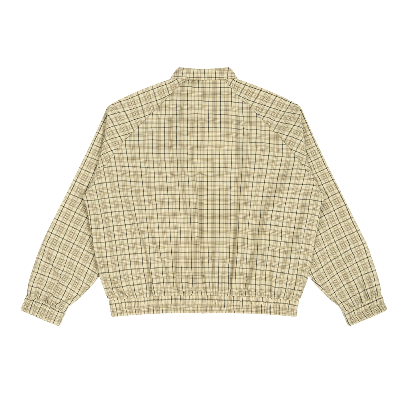 STILL. Plaid Zip Track Jacket — lightweight plaid track jacket with full zip