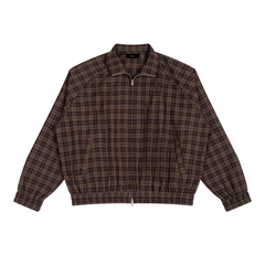 STILL. Plaid Zip Track Jacket — lightweight plaid track jacket with full zip
