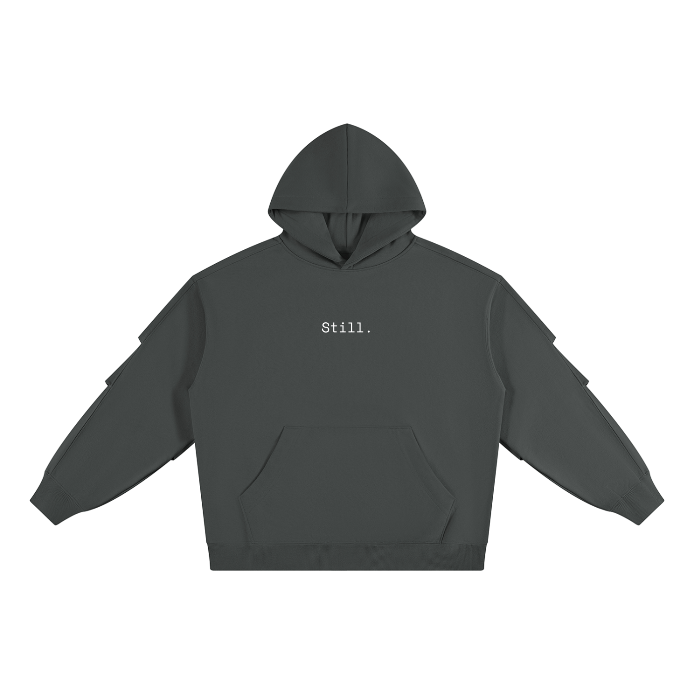 STILL. Heavyweight Ruched Sleeve Hoodie — 420 gsm fleece hoodie