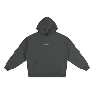 STILL. Heavyweight Ruched Sleeve Hoodie — 420 gsm fleece hoodie