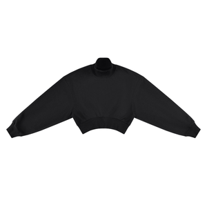 STILL. Women's Crop Mock Neck Sweatshirt in Black